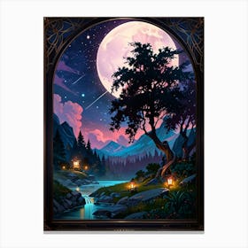 Full Moon In The Forest 2 Canvas Print