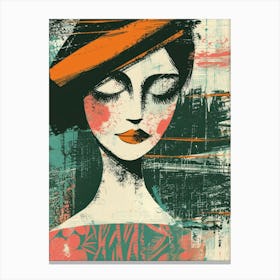 Girl In A Hat 10 Canvas Print