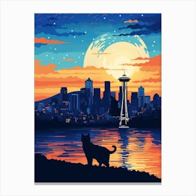 Seattle, United States Skyline With A Cat 3 Canvas Print