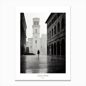 Poster Of Ancona, Italy, Black And White Analogue Photography 4 Canvas Print