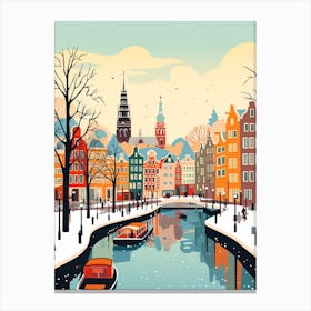 Retro Winter Illustration Amsterdam Netherlands 1 Canvas Print