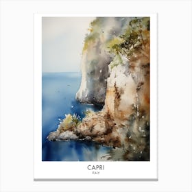 Capri Watercolour Travel Poster 7 Canvas Print