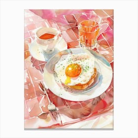 Pink Breakfast Food Eggs Benedict 4 Canvas Print