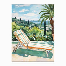 Sun Lounger By The Pool In Nice France 4 Canvas Print