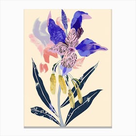 Colourful Flower Illustration Aconitum 1 Canvas Print