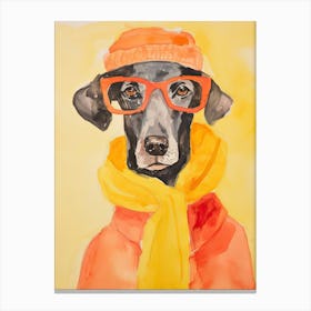 Dog In Glasses Canvas Print