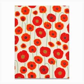 Poppy Floral Print Retro Pattern 1 Flower Canvas Print