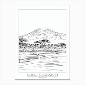 Mount Kilimanjaro Tanzania Line Drawing 2 Poster Canvas Print
