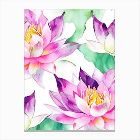 Lotus Flower Pattern Watercolour 7 Canvas Print