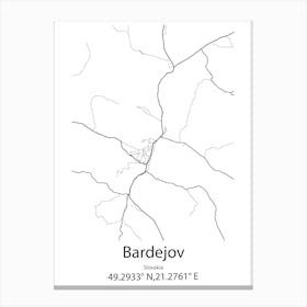 Bardejov,Slovakia Minimalist Map Canvas Print