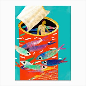 Man Trapped In A Sardines Can Canvas Print