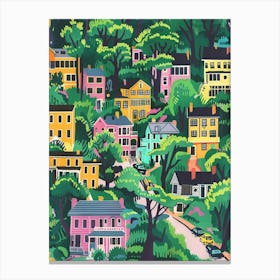 Forest Hills New York Colourful Silkscreen Illustration 1 Canvas Print