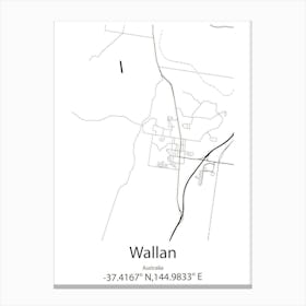 Wallan,Australia Minimalist Map Canvas Print