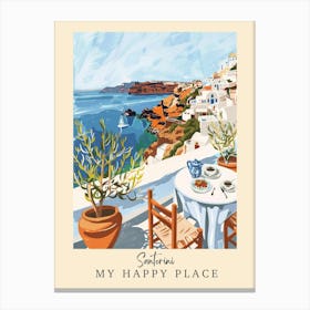 My Happy Place Santorini 3 Travel Poster Canvas Print