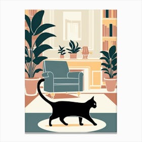 Cat In Living Room Canvas Print