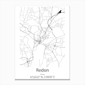 Redon,France Minimalist Map Canvas Print