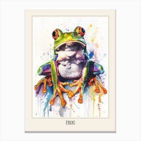 Frog Colourful Watercolour 1 Poster Canvas Print