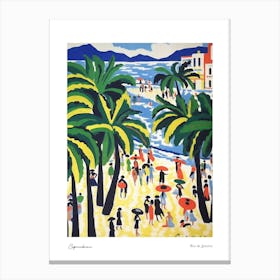Copacabana Rio De Janeiro Matisse Style 1 Watercolour Travel Poster Canvas Print