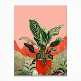 Boho Plant Painting Chinese Evergreen 3 Canvas Print