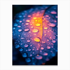 Rain Drops On A Leaf Canvas Print