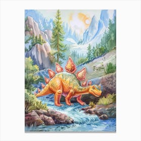 Stegosaurus Storybook Painting 2 Canvas Print