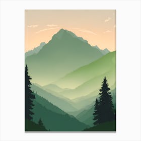 Misty Mountains Vertical Background In Green Tone 10 Canvas Print