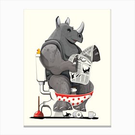 Rhino Using The Toilet Canvas Print