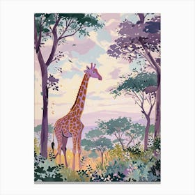 Giraffes By The Tress Illustration 4 Canvas Print