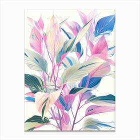 Pink And Blue Leaves Canvas Print