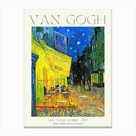 Van Gogh Café Terrace at Night 1888 in HD Art Poster Print For Feature Wall Decor - Museum Print at Kröller-Müller Museum, Otterlo for Vincent Van Gogh - Fully Remastered High Definition Canvas Print