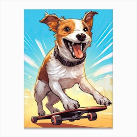 Jack Russell Terrier Dog Skateboarding Illustration 1 Canvas Print