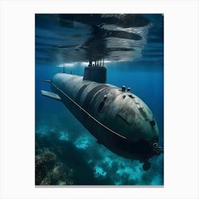 Submarine In The Ocean-Reimagined 45 Canvas Print