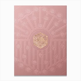 Geometric Gold Glyph on Circle Array in Pink Embossed Paper n.0188 Canvas Print