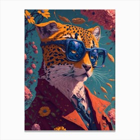 Cool Cheetah With Glasses Pop Canvas Print