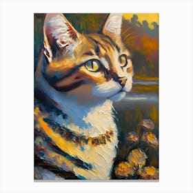 Close up Tabby Cat Oil Painting Canvas Print