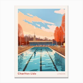 Charlton Lido London Swimming Poster Canvas Print