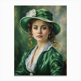 Portrait Of Lady In Green Hat Canvas Print