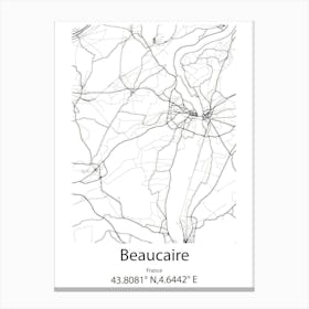 Beaucaire,France Minimalist Map Canvas Print