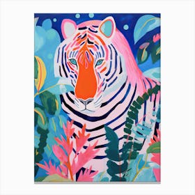 Pink Tiger In The Jungle, Matisse Inspired Canvas Print