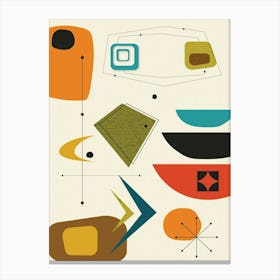 Mid Century Modern Abstract Shapes Pattern 1 Canvas Print