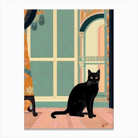 Black Cat In A Room Canvas Print