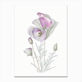 Eustoma Floral Quentin Blake Inspired Illustration 4 Flower Canvas Print