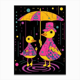 Ducks In The Rain 1 Canvas Print