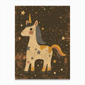 Unicorn In The Stars Mustard Muted Pastels Canvas Print