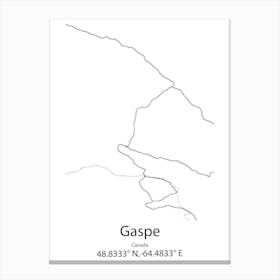 Gaspe,Canada Minimalist Map Canvas Print