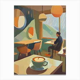 Illustration Of A Cozy Café Interior Canvas Print