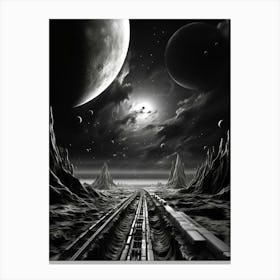 Interstellar Voyage Abstract Black And White 9 Canvas Print