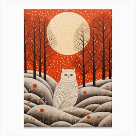 Bird Illustration Snowy Owl 4 Canvas Print
