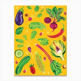 Spring Vegetables Orange Canvas Print