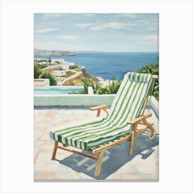 Sun Lounger By The Pool In Mykonos Greece Canvas Print